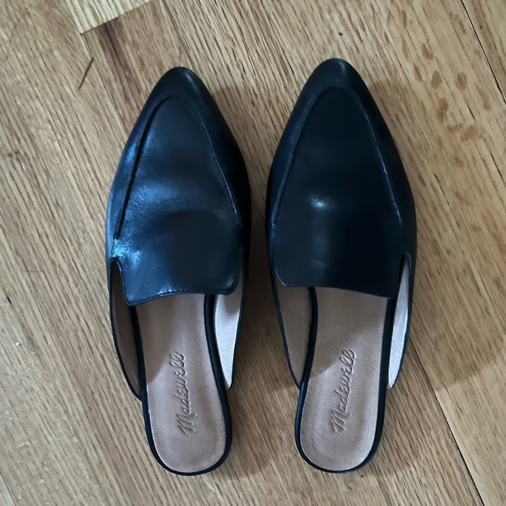 Madewell Black Leather Mule Slides - size 6.5